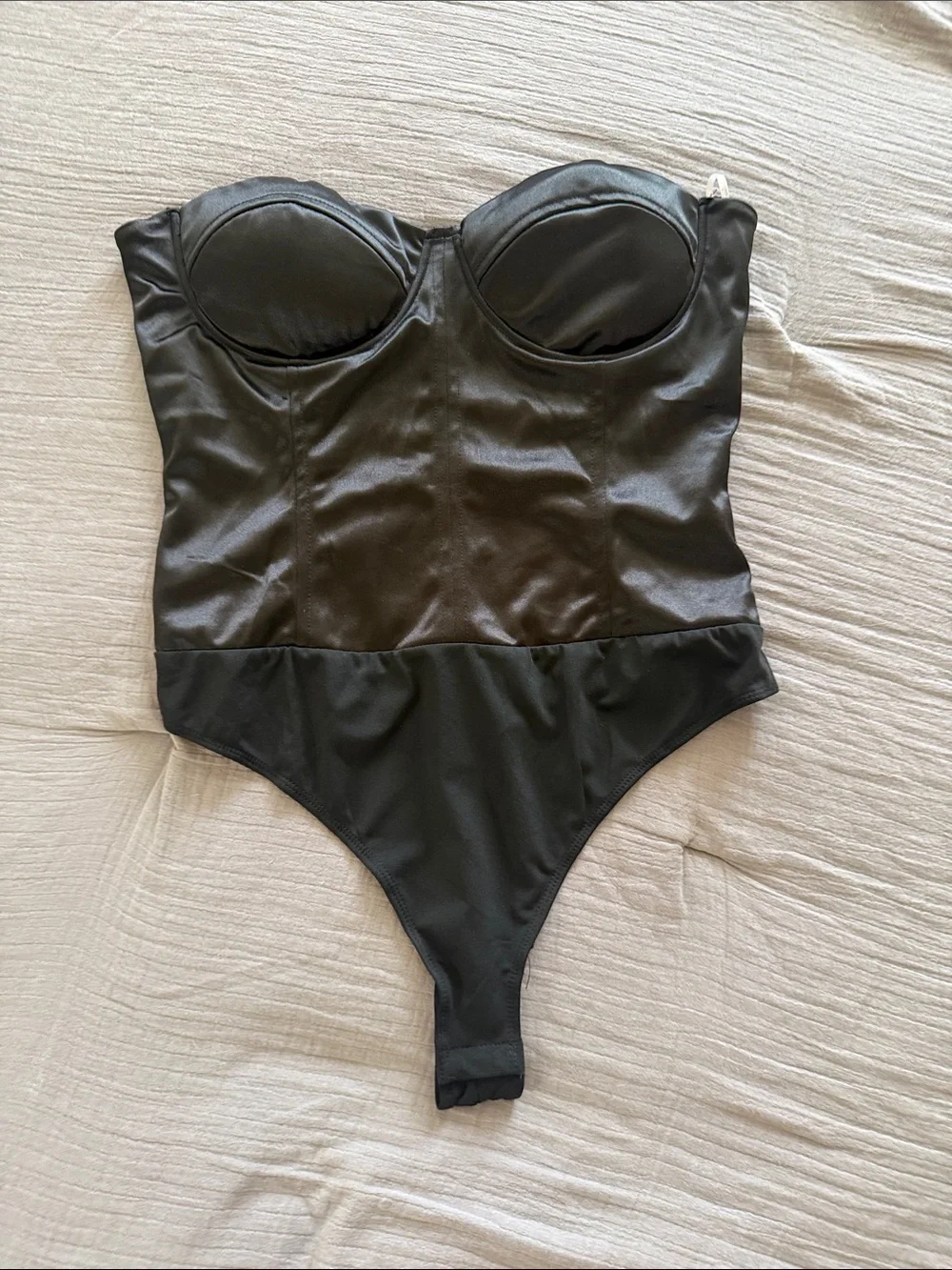 Lulu's Black Strapless Bodysuit with Molded Cups